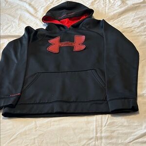 Under Armour Kids Black Hoodie with Red Logo